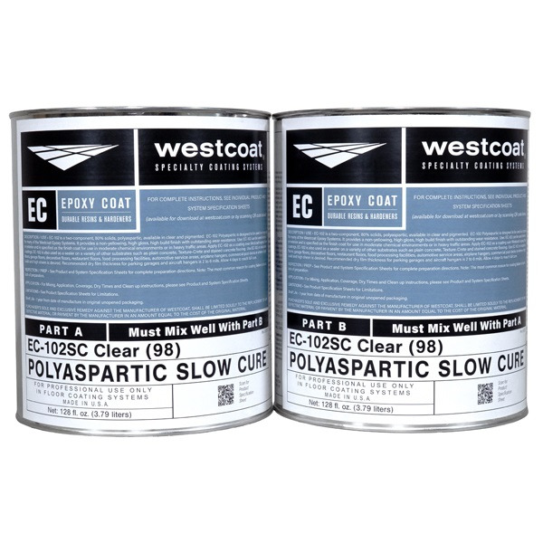 Westcoat EC-102 Clear 2 gal. Slow Cure Polyspartic Epoxy Topcoat Kit